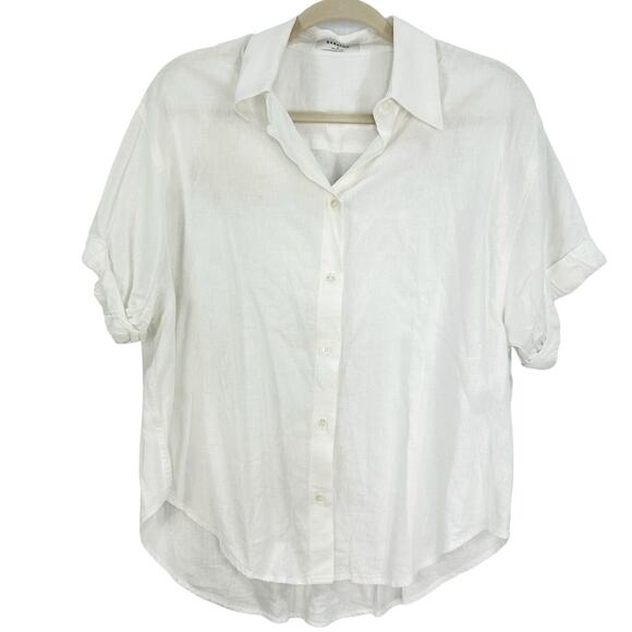 Babaton Hepburn Linen Shirt Short Sleeve Button Down Size Small - Picture 3 of 9